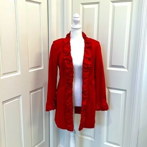 Vintage red INC blazer/jacket with ruched trim. Size small.